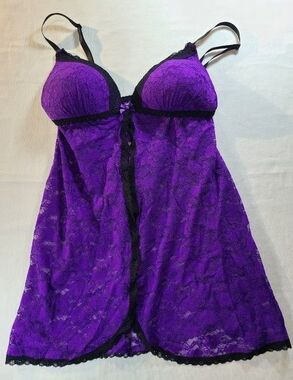 Apt 9 Purple Lace Babydoll Camisole Set M NWT Lingerie Nightwear 2pc